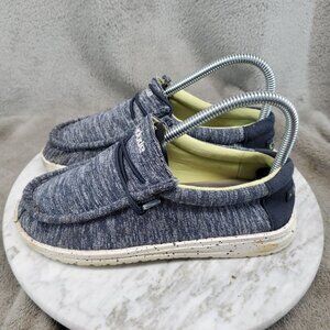 Hey Dude Shoes Boys Size 3 Navy Blue Speckle Wally Youth Sneakers